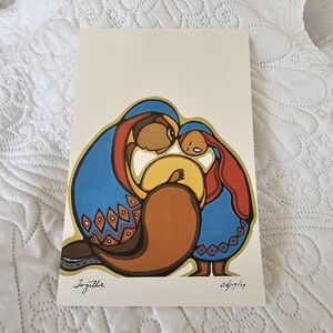 Daphne Odjig "Together" Vintage Fine Art Card Print 6x9 Canadian Indigenous Art